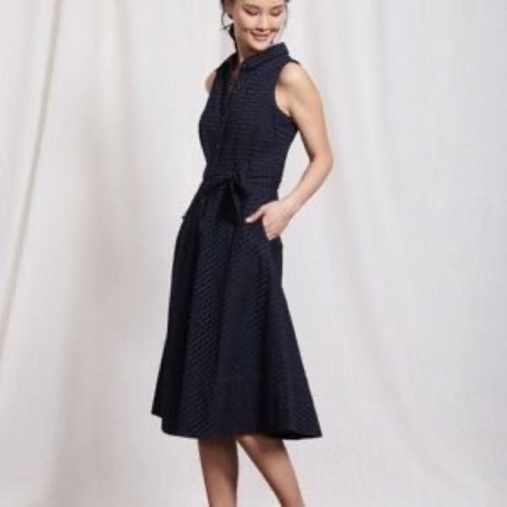 BODEN Navy Clemmie Eyelet Dress 6